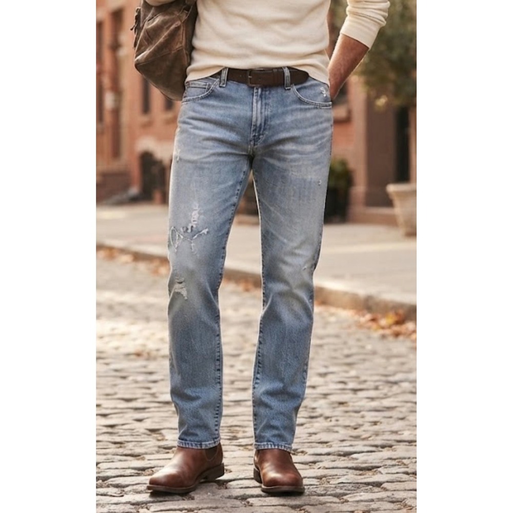 AG Adriano Goldschmied AG-Ed Denim Distressed Light Wash Jeans 35R 1783DAS20YEVE